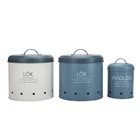 Bin 3 Sizes Galvanized Steel Metal Round Lid Kitchen Food Vegetable Storage Jar Bin For Garlic Potato Onion