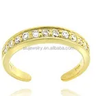 925 Cz Ring Customized Fashionable 925 Sterling Silver Crystal Cz Toe Ring For Girl