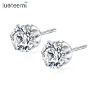 LUOTEEMI Women 6MM Brilliant Cubic Zirconia CZ Crystal Gem Round Stud Earrings Men