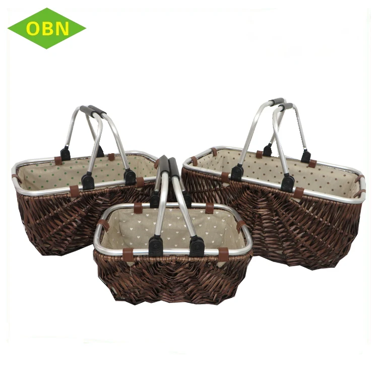 large size willow shopping basket with handles