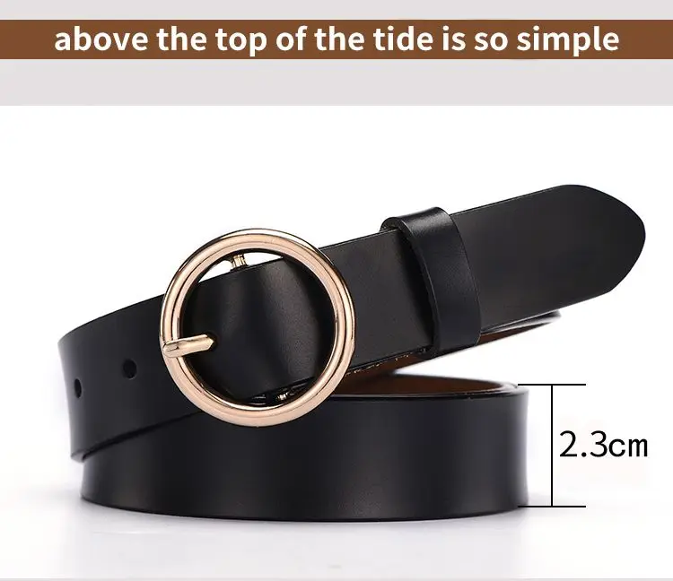 female deduction side gold buckle jeans wild belts for women fashion students simple New Circle Pin Buckles Belt