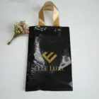 Professional Professional Manufacture Biodegradable Black Plastic Shopping Bag Gold Handle With Own Logo