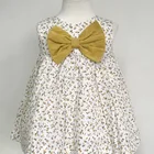 Girl Girls 100% Cotton Big Bow Printing Girl Dress Set