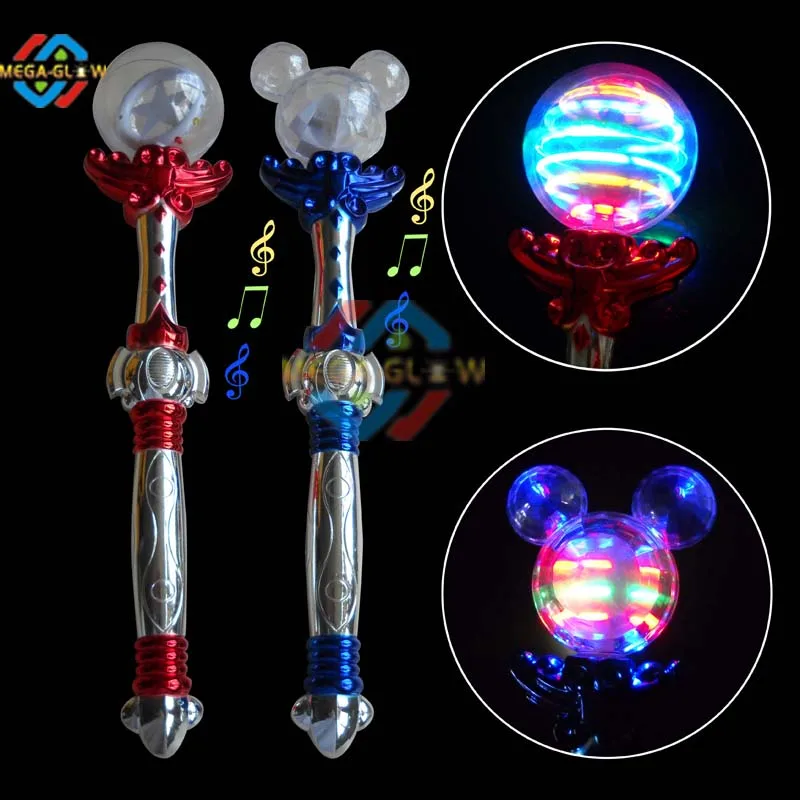 10.5" Double-Ball Magic Spinning Wand Kids Light-Up Flashing Toys Prizes 