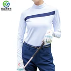 Women Golf Custom Oversized Long Sleeve Women Logo Embroidery Velour Golf Polo Shirt With Stripes