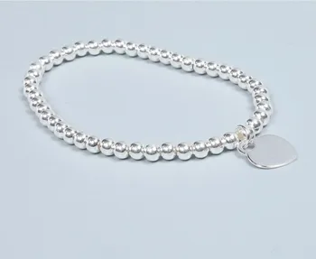 Custom 925 Silver Name Bead Ball Bracelet with Logo Bracelets Charm