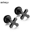 Black Stud Earring Punk Stainless Steel Jewelry Black Cross Stud Earring For Mens