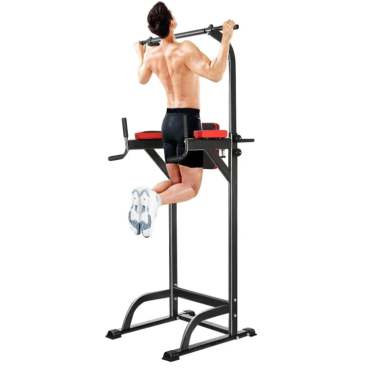 Free Standing Dip Station Chin Up Tower Rack Pull Up Weight Stand Bar Raise Gym 