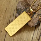 Punk 100 USA Dollars Symbol Necklace For Men With Cubic Zirconia Gold Color Stainless Steel Square Pendant