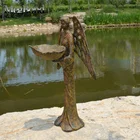 Angel Statue Antique Cast Iron Angel Bird Bath Statue For Garden Decoration