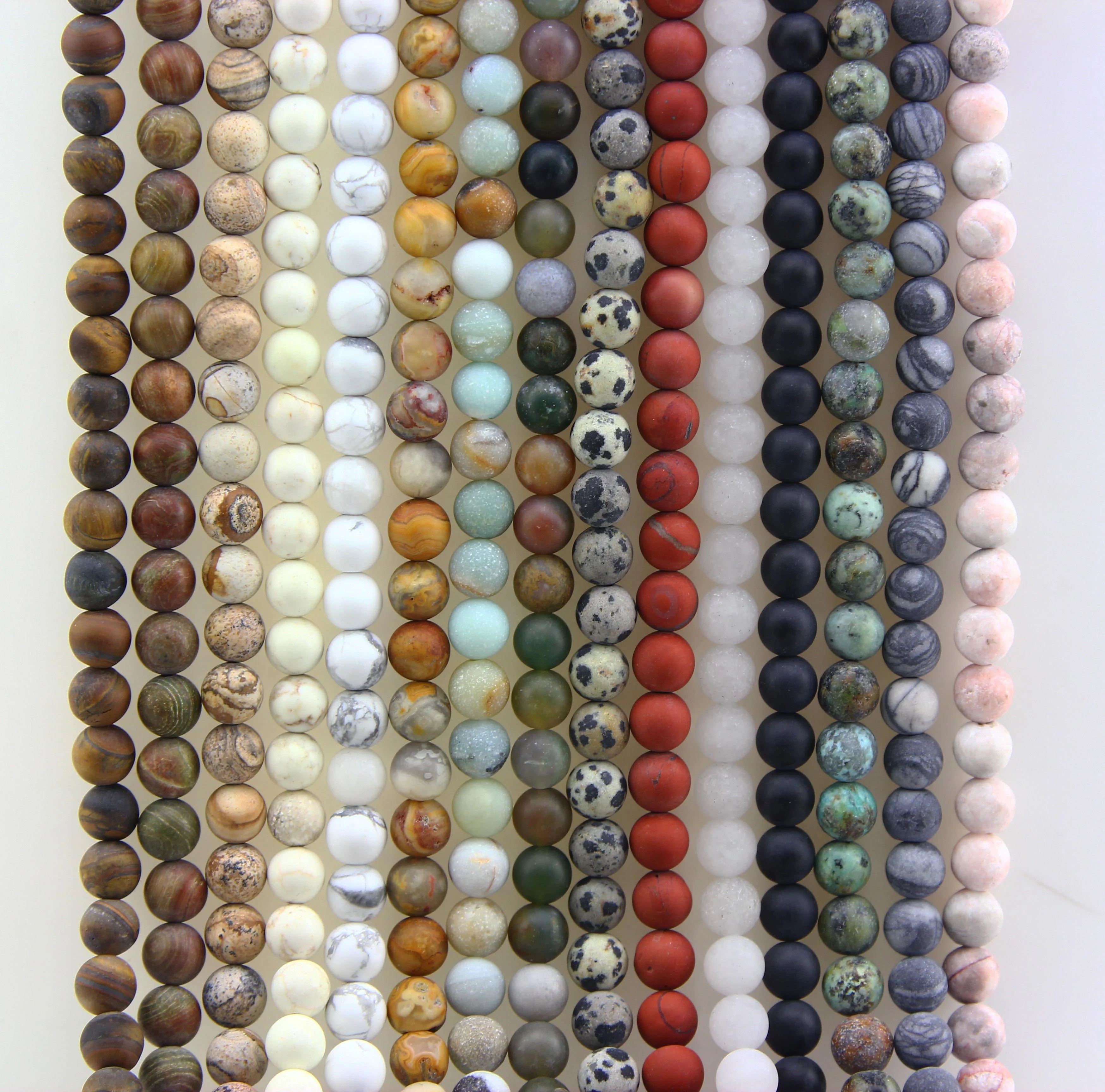 Natural Matte Frosted Gems Round Loose Unpolished Stone Jewelry Making Beads 15" 