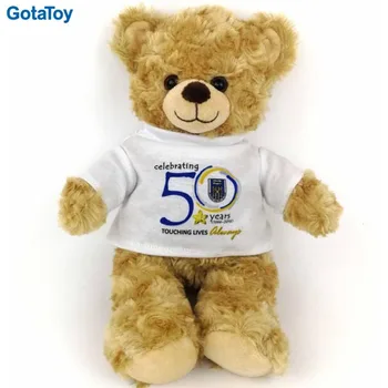 Factory custom cheap standing plush teddy bear with t-shirts