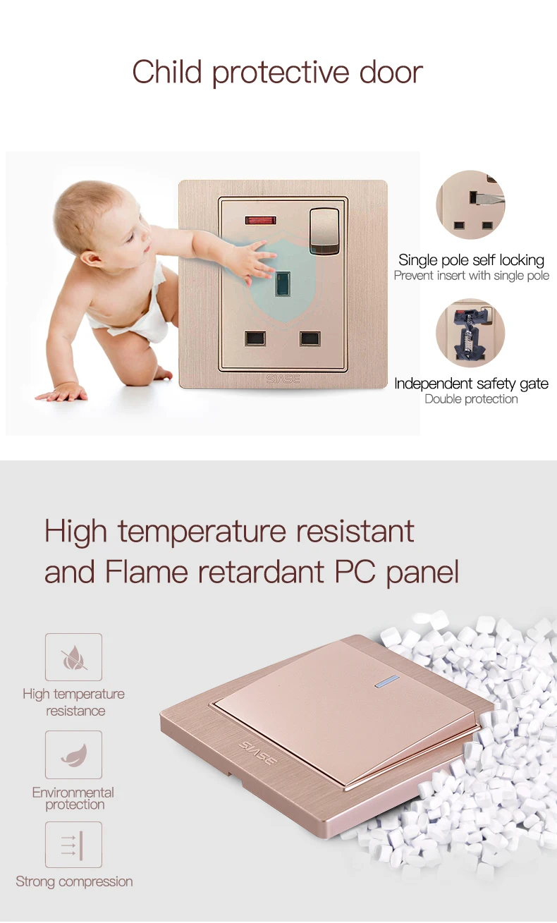 SIASE 86MM 1 GANG gold electrical single blank wall switch plate