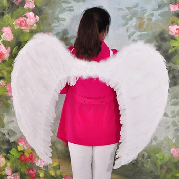 Cosplay White Red Angel Fairy Feather Wings for Halloween Fancy Dress Costume Accessory 80*60cm