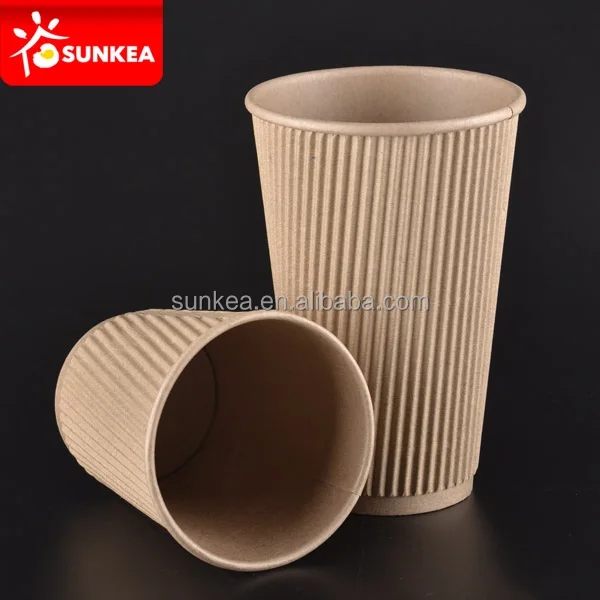 SUNKEA Customized printed brown ripple paper cups, Disposable ripple paper cup
