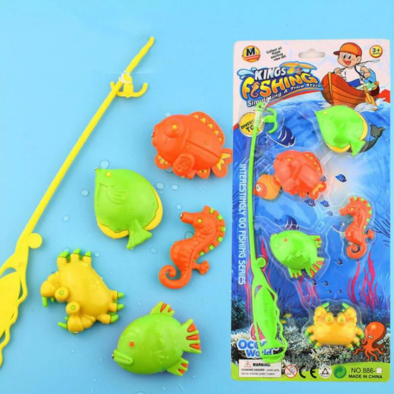 ZQX256 Toy Magnetic Baby Bath Game Fishing Toy Kids Plastic Rods Fishing Rod Toy Set