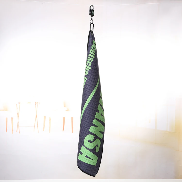 Custom Logo Durable Quick Dry  Microfiber Terry With Hanging Buckle Clip Mini Golf Ball Clean Towel