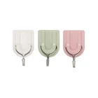 Hanger Plastic Hook HY-0126 Simple Style Plastic Hook Plain Color U Shape Adhesive Wall Hanger Hook