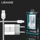 Battery Charger Usb Charger USAMS Eu Plug Dual 5v 2a Battery Wall Usb Charger Set With Usb Cable