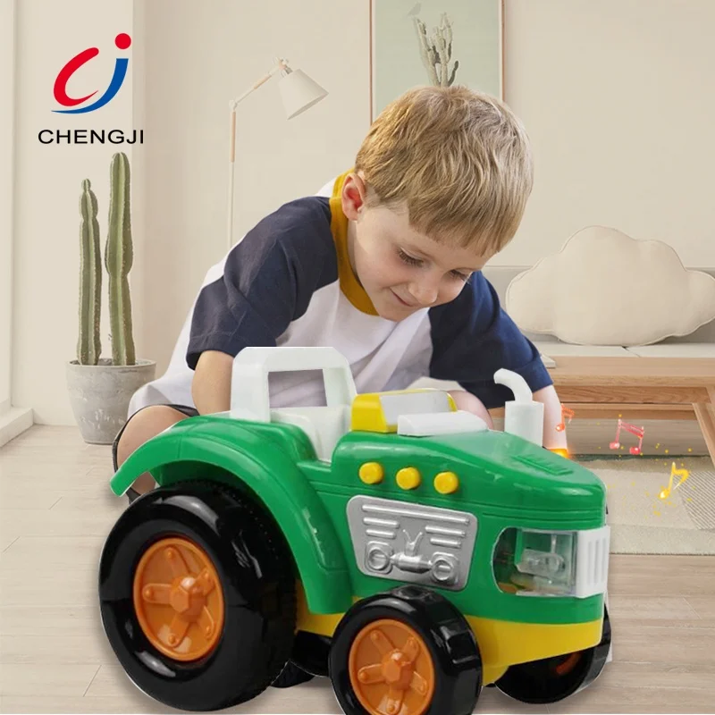 Chengji China manufacture bulk battery operated musical slide farmer car toys with light