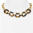 Shell Necklace Fashion False Tortoise Shell Gold Chain Tokyo Link Necklace Antique Goldtone Acetate Pendant