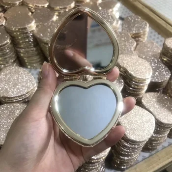 bling bling beauty gold glitter heart leather mirror CD-MPU34