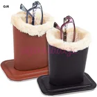Leather Eyeglass Holders Eyewear Stands With Soft Plush Lining 4.5 X 4.7 X 3.2 Inches Black Or Brown