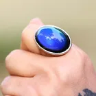 Silver Gemstone New Fashion 2019 Antique Sterling Silver Mood Color Change Big Gemstone Stone Top Ring