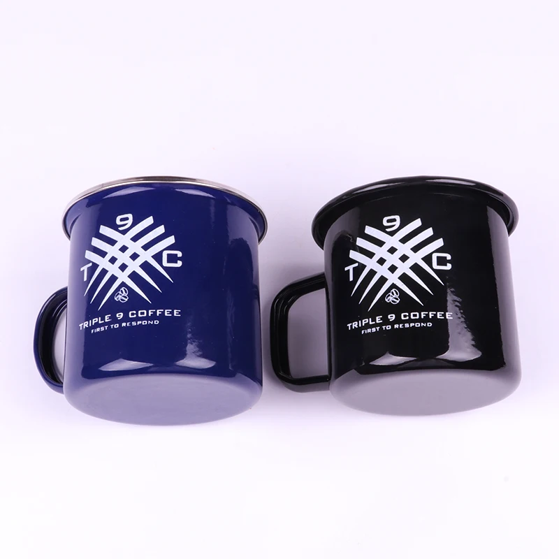 Unionpromo High Quality 9cm size 0.6mm thickness Black enamel mug custom logo