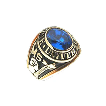 Custom design blue stone university graduation rings for men