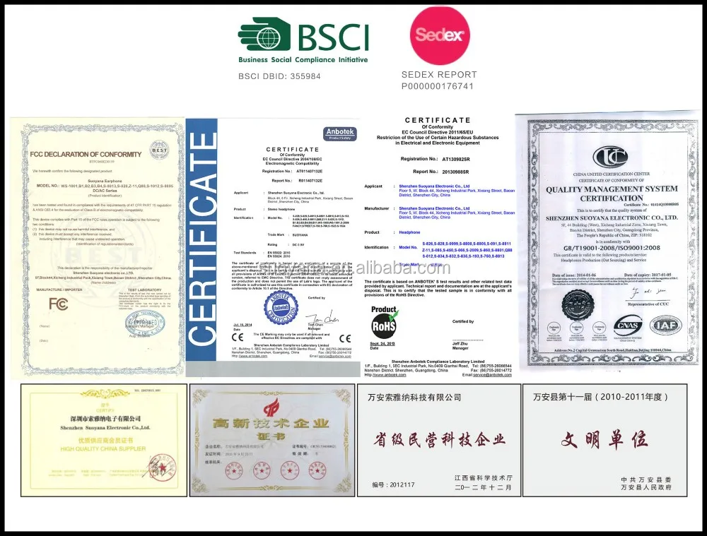 BSCI and SEDEX Cetification 