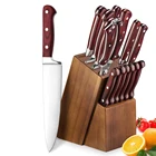 Knife Set Chef Knife Set 15-pieces Kitchen Knife Wood Handle Chef Knives Set With Knife Block Holder