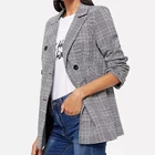 Suits Custom Women Vintage Blazers Popular Plaid Design Grey Button Front Women Suits
