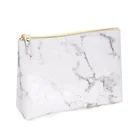 Leather White Bag High Quality Pu Leather Tote Marble Plain White Makeup Bag