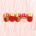 Stone artificial nails metal finger tip designed pre glue