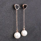 Heart Drop Earring Stainless Steel Gold Plated Heart Shape Wholesale Fashionable Long Drop Earring