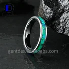Jewelry Opal Opal Gentdes Jewelry Green Opal Inlay Sliver Tungsten Women Rings For Wedding