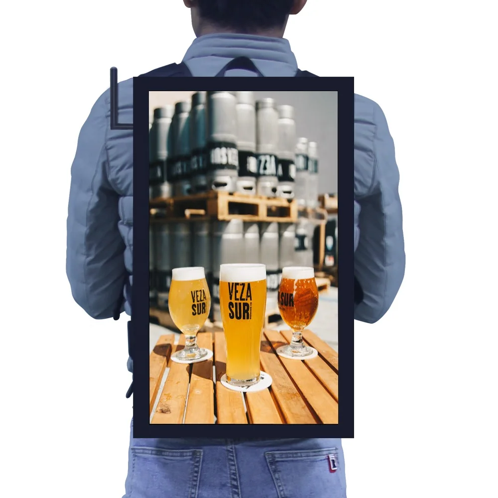 portable backpack vertical lcd advertising tv display screens for sale