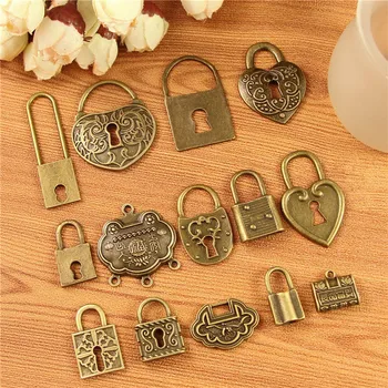 2016 new custom vintage locks charm for jewelry antique heart locks pendant charms