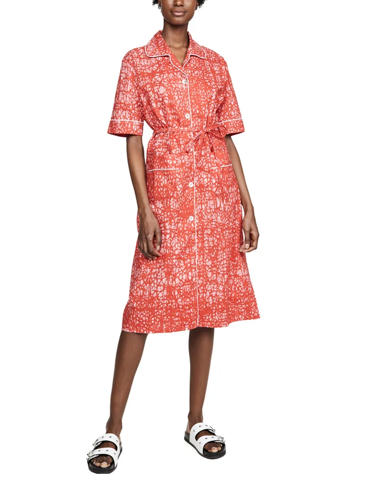 Slip Customized Satin Print Midi Dress 