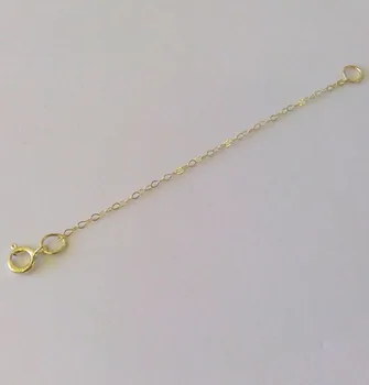 Solid 14K Yellow Gold Dainty Cable Chain Necklace Extender with 4mm Ring