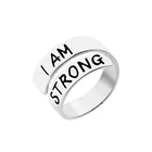 I Ring Inspiried Customized Engraved Words 'BE BRAVE I Am Enough' Silver Stainless Steel Name Ring