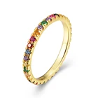 Silver Jewelry Silver RINNTIN SR63 Simple Circle 925 Sterling Silver Ring Gold Plated Rainbow Ring Jewelry