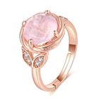 Natural Gemstone 925 Sterling Silver Jewelry Simple Pink Rose Quartz Ring S925 For Women RI016