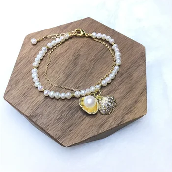 Classic Fashion Simple Women Rose Gold Charm Bracelet Pearl Jewelry Beautiful Natural Freshwater Pearl Bracelets