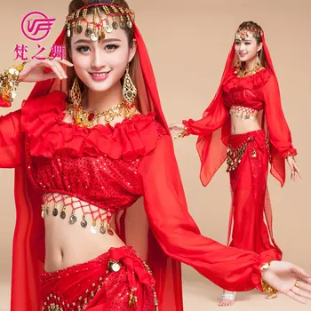 T-5082 New coming chiffon adult tribal belly dance top and pant set