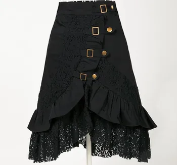 retro vintage design party club black a line lace skirt
