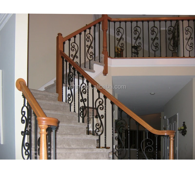 工厂销售高级室内楼梯钢栏杆楼梯锻铁栏杆铁楼梯扶手