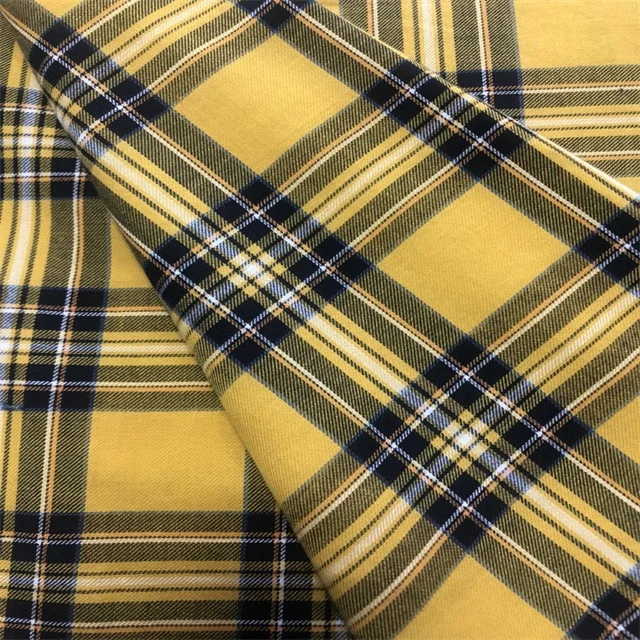high quality Cotton colorful tartan big plaid check flannel fabric for student's uniform dress