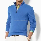 Polo Knit Sweater Custom Mens Polo Neck Blank Plain Knit Half Zip Sweater